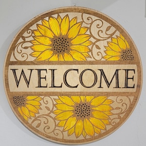 Laser Engraved Sunflower Sign-Wall Hanging-Home Décor-House Warming Welcome Sign/Plaque-Wooden-Front Door Sign-gifts-wall sign, custom gifts