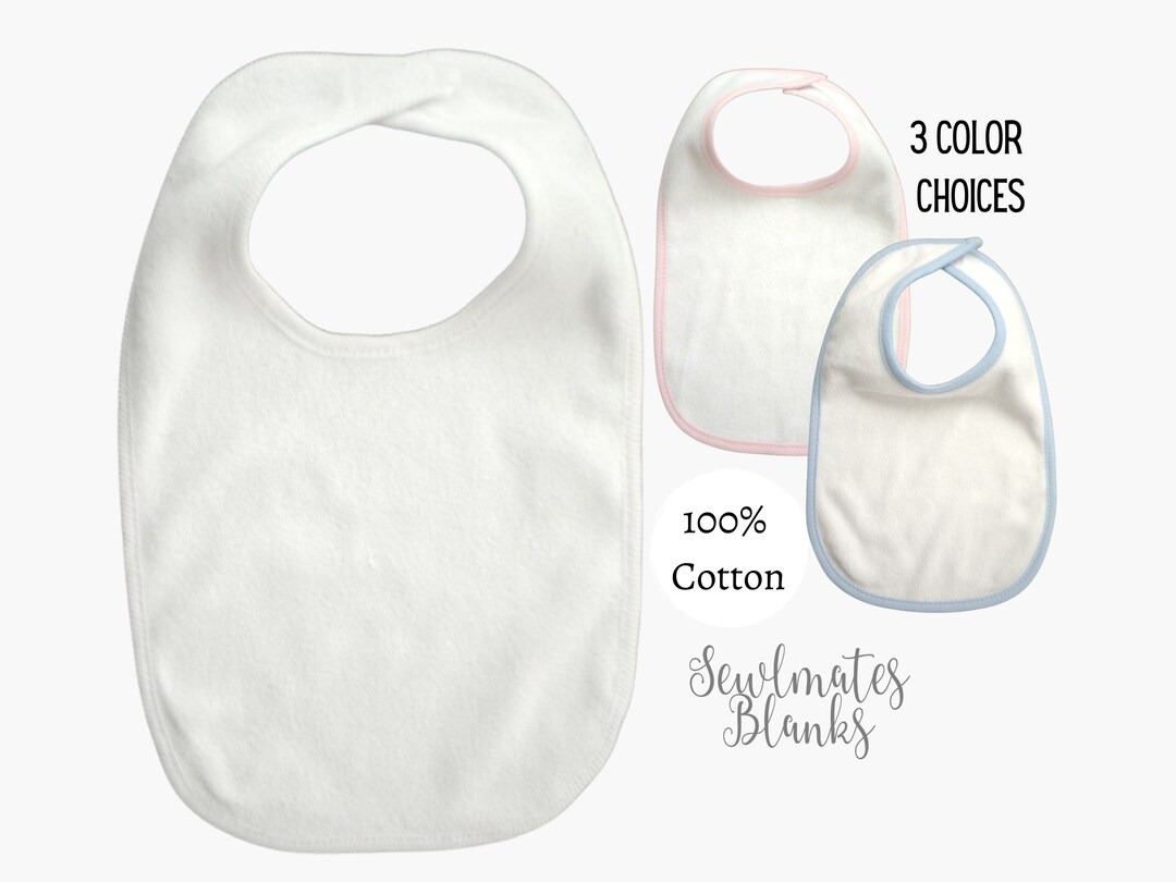 Cotton Bibs Blank White Blue Pink Baby Blanks HTV Blanks Etsy
