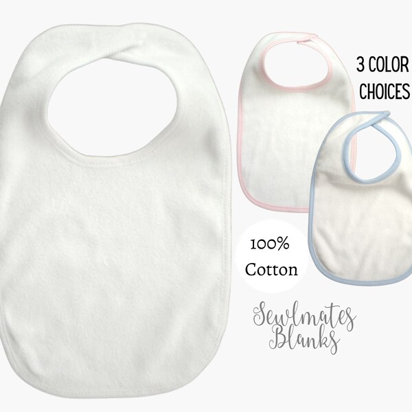 Cotton Bibs Blank| White| Blue| Pink| Baby Blanks| HTV Blanks