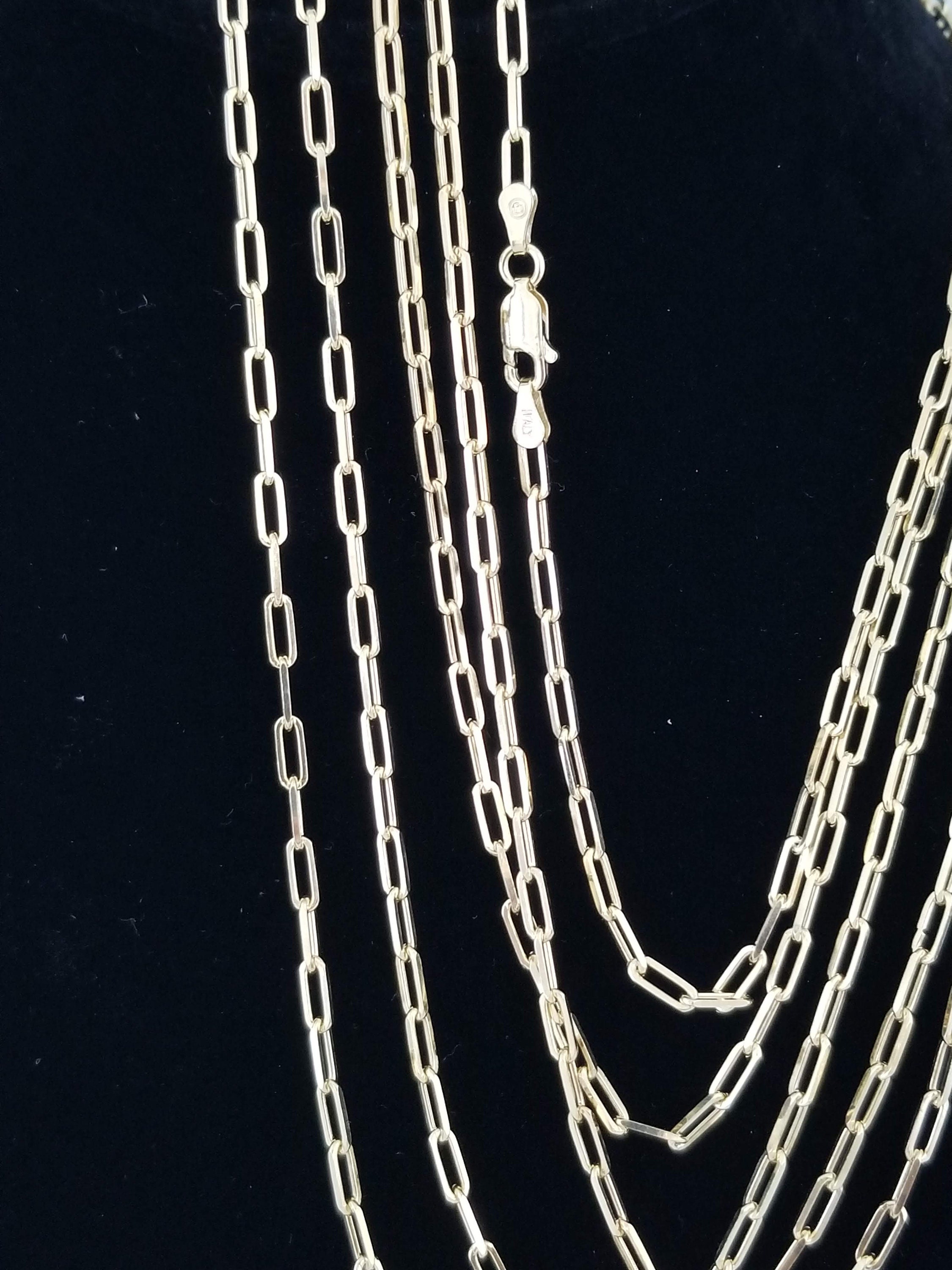 Solid Sterling Silver Paper Clip Chain 7x2.6x.8 Link Size Etsy Canada