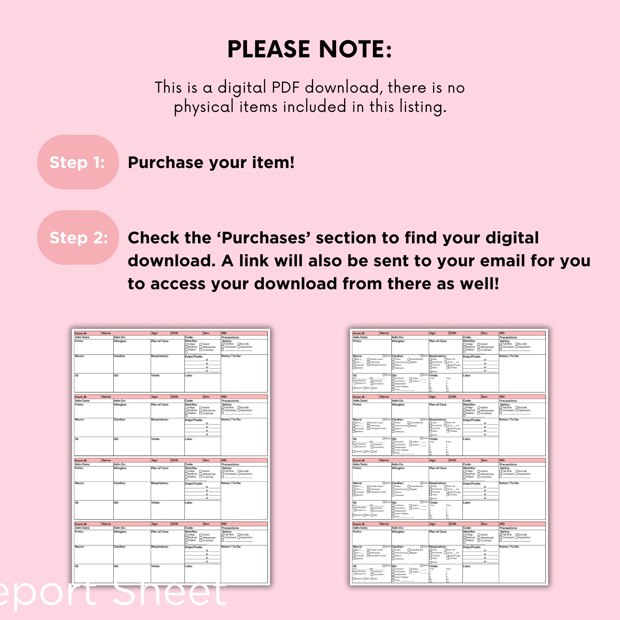 Nurse 4 Patient Report Sheet Printable PDF Template Nurse Brain Medsurg ...