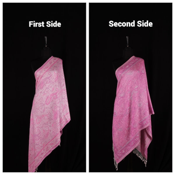 Light Shiny Pink Pattern, Long Shawl, gift for her, multi colored multi functions pashmina scarf.