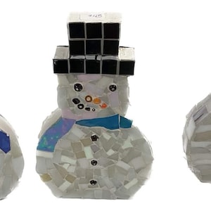 CLEARANCE Mosaic Snowman -Stained Glass Christmas Decor - Upcycled - Recycled Art - Christmas Host Gift