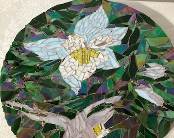 Columbine flower Susan Stained Glass Mosaic,