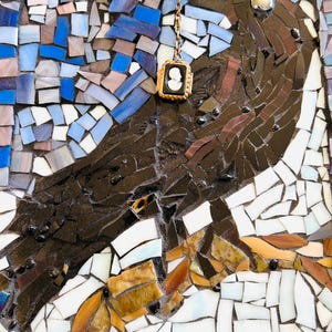 Sold— Raven Mosaic Art - Handcrafted Birder Delight - Horse Enthusiast Decor - Sparkling Glass Tiles - 10x9 inches