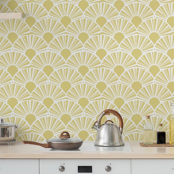 Scallop Wall Stencil Etsy