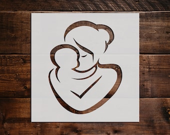 Mother & Baby Stencil - Reusable Mother and Baby Stencil - Art Stencil - DIY Craft Stencil - Painting Stencil - Large Mom and Baby Stencil