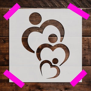 Heart Family Stencil - Reusable Heart Family Stencil - Art Stencil - DIY Craft Stencil - Painting Stencil - Large Heart Family Stencil