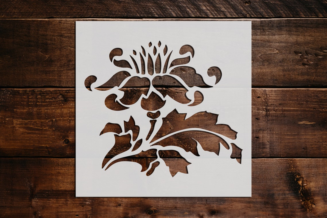 Flower Leaves Stencil Reusable Flower Leaves Stencil Art Etsy UK