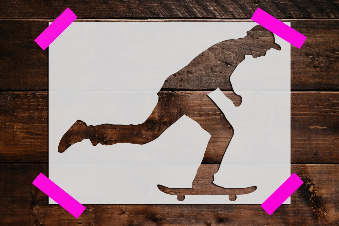 skateboarder-stencil-reusable-skateboarder-stencil-art-etsy