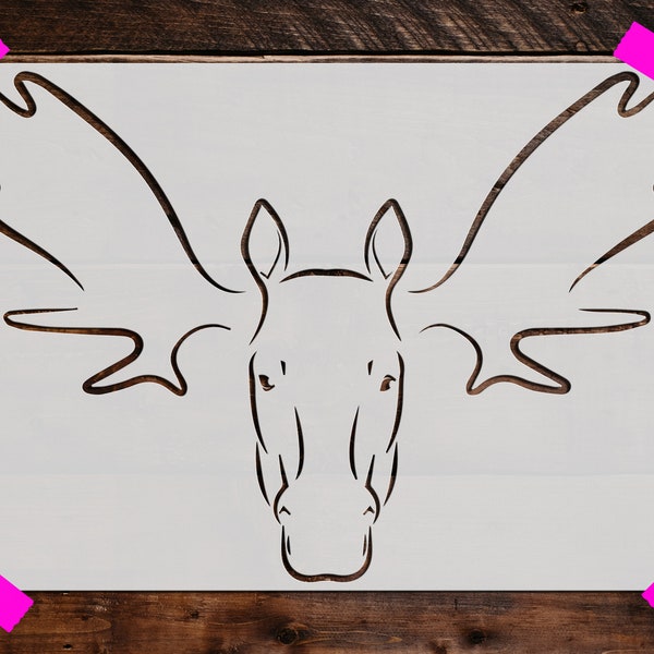 Moose Head Stencil, Reusable Moose Head Stencil, Art Stencil, DIY Craft Stencil, Large Moose Head Stencil, Moose Antlers