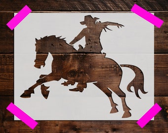 Cowboy Horse Rodeo Stencil, Reusable Cowboy Horse Rodeo Stencil,  DIY Craft Stencil, Large Cowboy Horse Rodeo Stencil, Wall Stencil