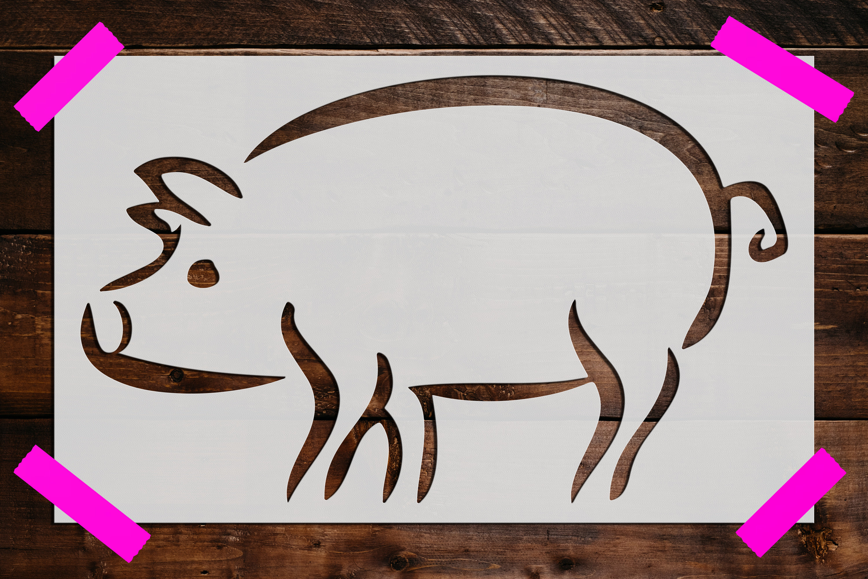 Pig Stencil, Reusable Pig Stencil, DIY Craft Stencil, Large Pig Stencil,  Wall Stencil, Pigs, Farm Animal, image size:3000x2000