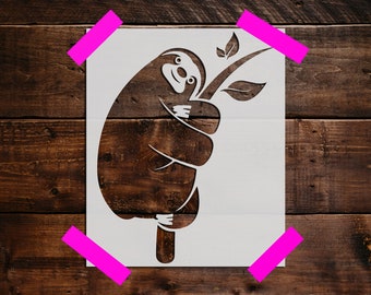Sloth Stencil, Reusable Sloth Stencil, Art Stencil, DIY Craft Stencil, Large Sloth Wall Stencil, Wild Animal