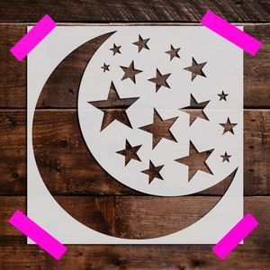 Star and Moon Stencil, Reusable Star and Moon Stencil, Art Stencil, DIY Craft Stencil, Large Star and Moon Stencil, Wall Stencil