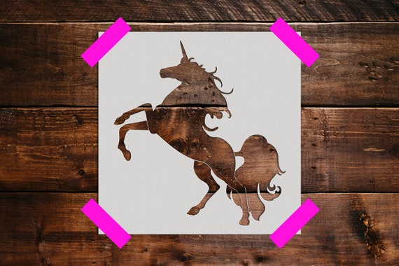 Rearing Unicorn Full Tail reusable Stencil  Art Stencil