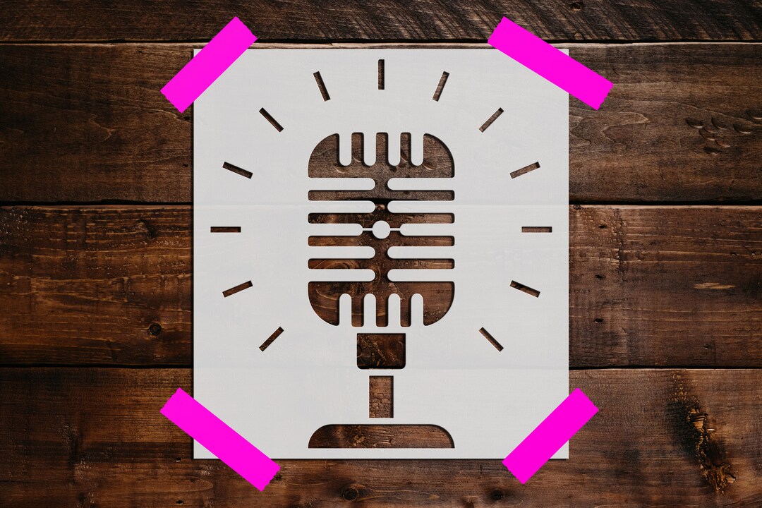 Microphone Stencil Reusable Microphone Stencil DIY Craft Stencil, Large