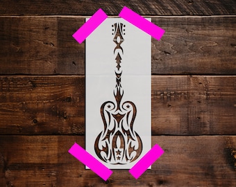 Guitar Stencil - Reusable Guitar Stencil - DIY Craft Stencil, Painting Stencil, Large Guitar Wall Stencil, Towers, Music, Guitars