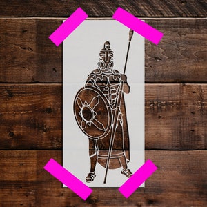 Roman Soldier Stencil - Reusable Roman Soldier Stencil- DIY Craft Stencil, Painting Stencil, Large Roman Soldier  Wall Stencil, Warrior