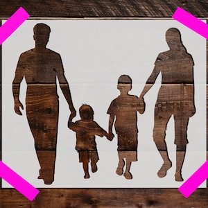 Family Walking Stencil, Reusable Family Walking Stencil,  DIY Craft Stencil, Large Family Stencil, Wall Stencil, Painting Stencil