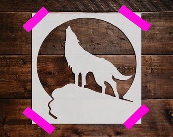 Howling Wolf Stencil, Reusable Howling Wolf Stencil, Art Stencil, DIY Craft Stencil, Large Howling Wolf Stencil, Howling Wolf Wall Stencil
