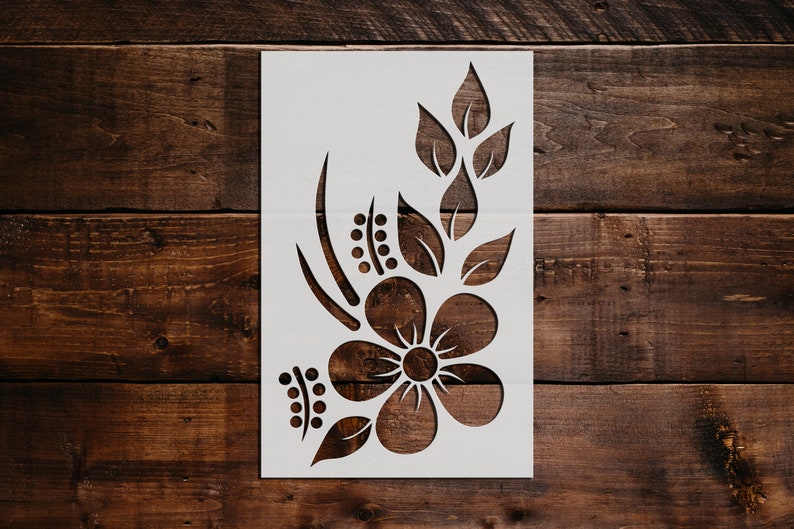 Flower and Leaves Stencil Reusable Flower and Leaves Stencil Etsy