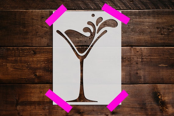 Martini Glass Stencil Reusable Martini Glass Stencil Art | Etsy
