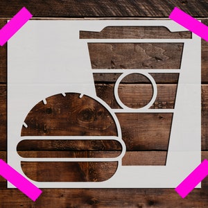 Biscuit and Coffee Stencil, Reusable Biscuit and Coffee Stencil-DIY Craft Stencil, Large Breakfast Stencil, Wall Stencil, Painting Stencil