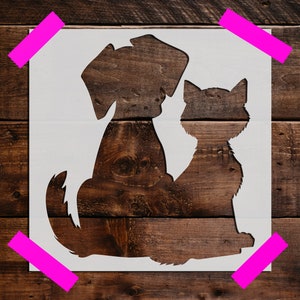 Dog and Cat Stencil, Reusable Dog CatStencil, DIY Craft Stencil, Large Dog Cat Stencil, Dog Cat Wall Stencil, Art Stencils