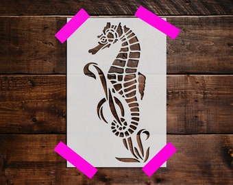 Seahorse Stencil - Reusable Seahorse Stencil - Art Stencil - DIY Craft Stencil, Painting Stencil, Large Seahorse Wall Stencil