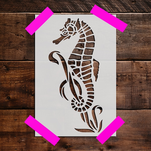 Seahorse Stencil - Reusable Seahorse Stencil - Art Stencil - DIY Craft Stencil, Painting Stencil, Large Seahorse Wall Stencil