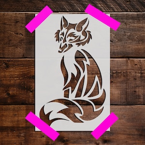 Sitting Fox Stencil - Reusable Sitting Fox  Stencil - DIY Craft Stencil, Painting Stencil, Large Sitting Fox  Wall Stencil