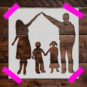 Family Stencil - Reusable Family Stencil - Art Stencil - DIY Craft Stencil - Painting Stencil - Large Family Stencil