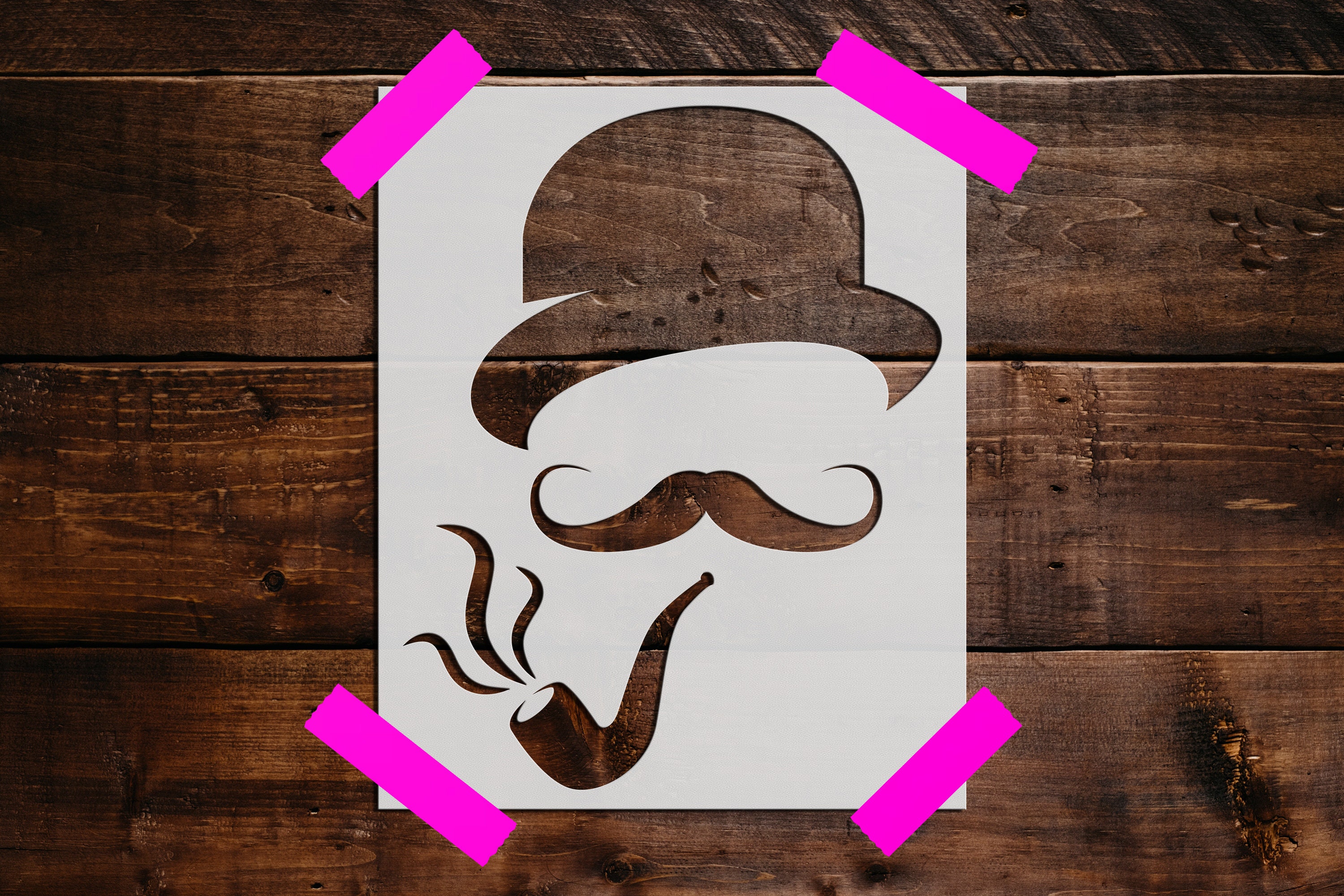Man with Pipe Stencil - Reusable Man with Pipe Stencil - DIY Craft Stencil, Large Man with Pipe Wall Stencil