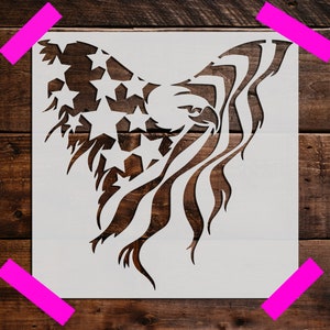 Eagle Flag, Reusable Eagle Flag Stencil, Art Stencil - DIY Craft Stencil, Painting Stencil, Eagle US Flag Wall Art