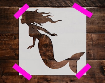 Mermaid Stencil, Reusable Mermaid  Stencil, Art Stencil - DIY Craft Stencil, Painting Stencil, Mermaids, Sea Life