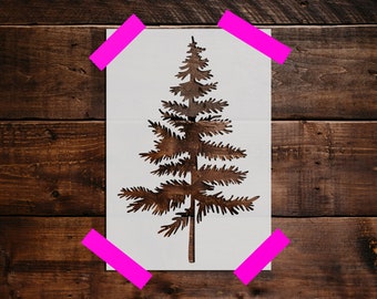 Pine Tree Stencil - Reusable Pine Tree Stencil  DIY Craft Stencil, Large Pine Tree Wall Stencil, Art Stencil, Nature