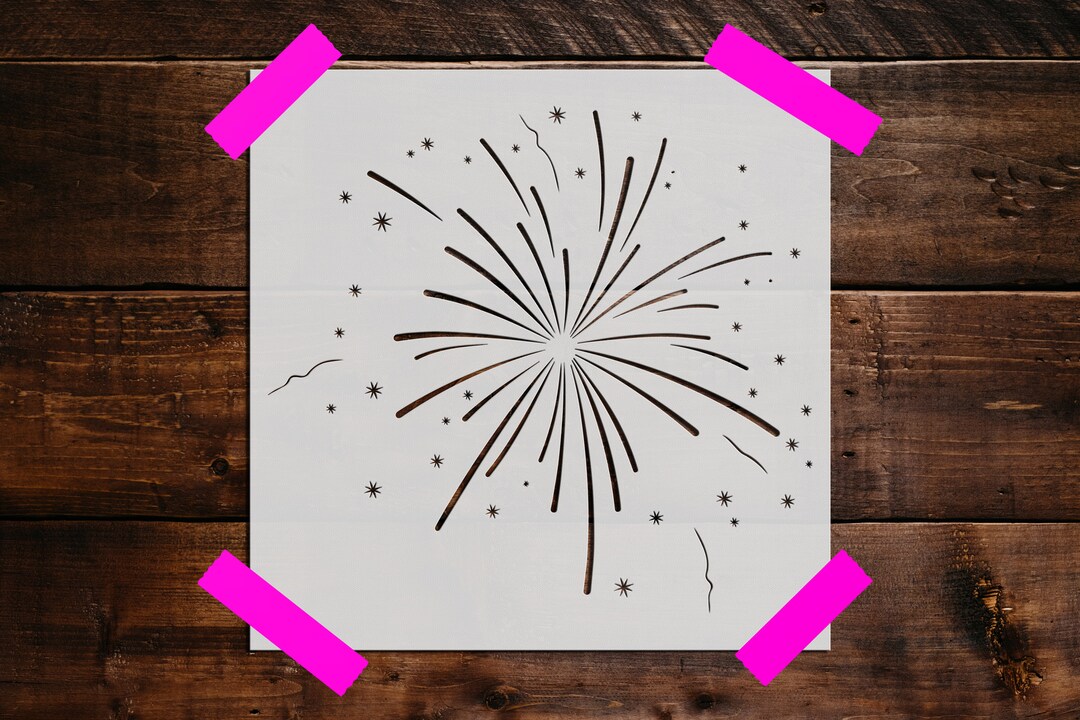 Fireworks Stencil, Reusable Fireworks Stencil, DIY Craft Stencil, Large