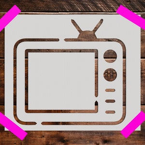 Vintage Television Stencil, Reusable State Stencil, Art Stencil, DIY Craft Stencil, Wall Stencil, Electronics