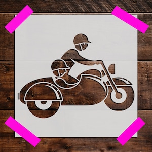 Motorcycle With Sidecar Stencil, Reusable Motorcycle Stencil, Art Stencil - DIY Craft Stencil, Painting Stencil, Motorcycle