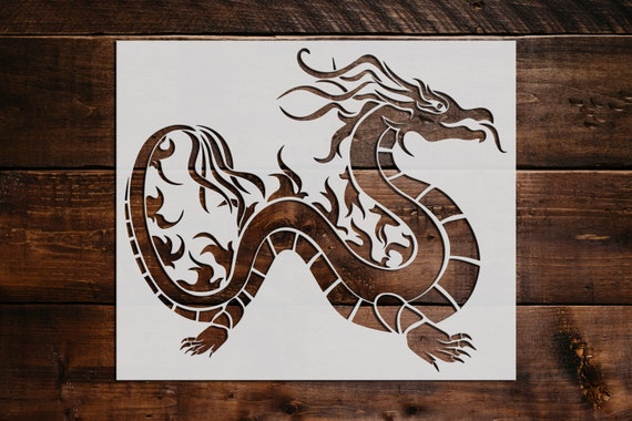 Plantilla De Acero Inoxidable Dragones Dobles - Para Tallar, Quemar Madera O Pintar