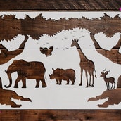 Jungle Animals Stencil, Reusable Jungle Animals Stencil, Art Stencil ...