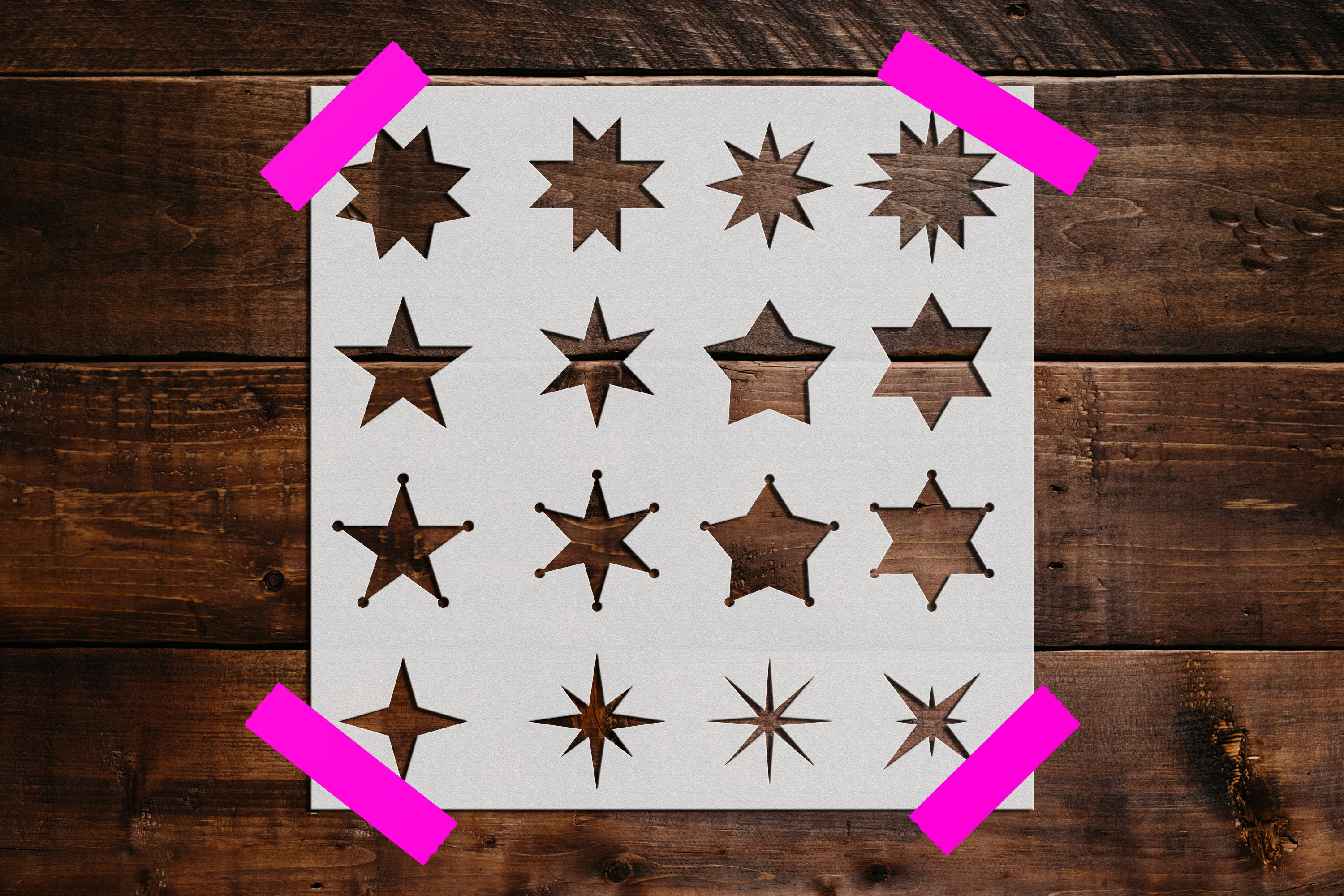 SAVITA 16pcs Star Stencils for Crafts, Plastic 5 Point Star Stencil Star  Temp
