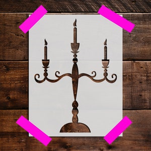 Candelabra Stencil - Reusable Candelabra Stencil - DIY Craft Stencil, Large Candelabra Wall Stencil, Lighting