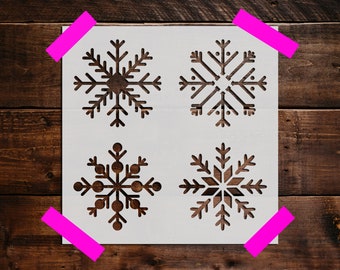 Four Snowflakes Stencil - Reusable Four Snowflakes Stencil - Art Stencil - DIY Craft Stencil - Painting Stencil - Large Snowflakes Stencil