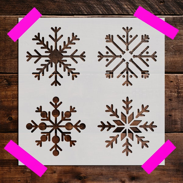 Four Snowflakes Stencil - Reusable Four Snowflakes Stencil - Art Stencil - DIY Craft Stencil - Painting Stencil - Large Snowflakes Stencil