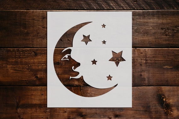 Moon and stars stencil - Reusable tarot stencil for wood signs