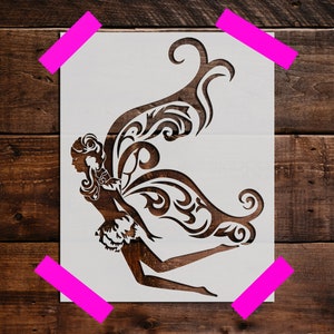 Fairy Stencil - Reusable Fairy  Stencil  DIY Craft Stencil, Large Fairy Wall Stencil, Art Stencil, Nature, Fairies