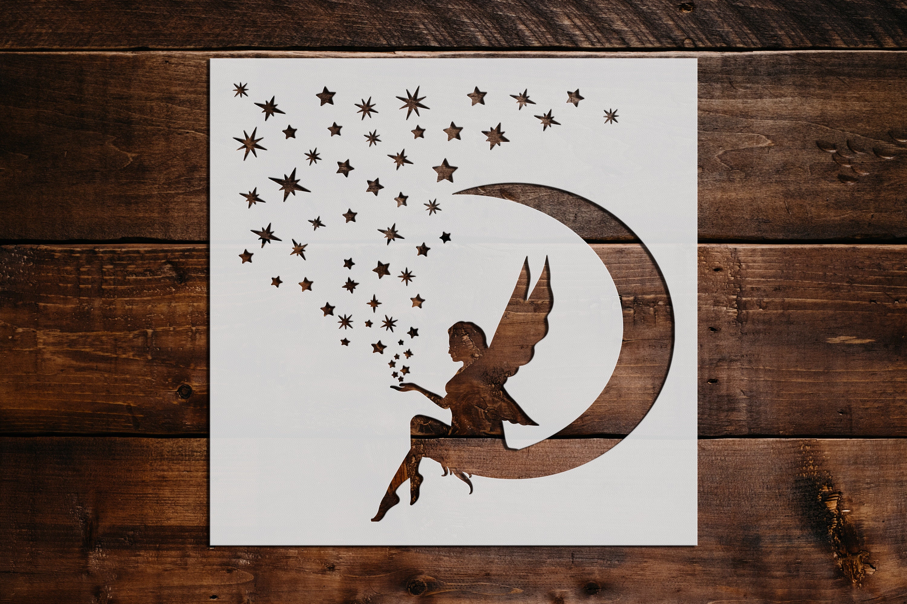Fairy on the Moon Stencil Reusable Fairy on the Moon Stencil - Etsy