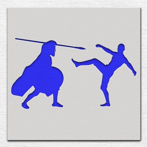 Fighting Roman Soldiers Stencil - Reusable Fighting Roman Soldier Stencil- DIY Craft Stencil, Painting Stencil, Large Roman Soldier